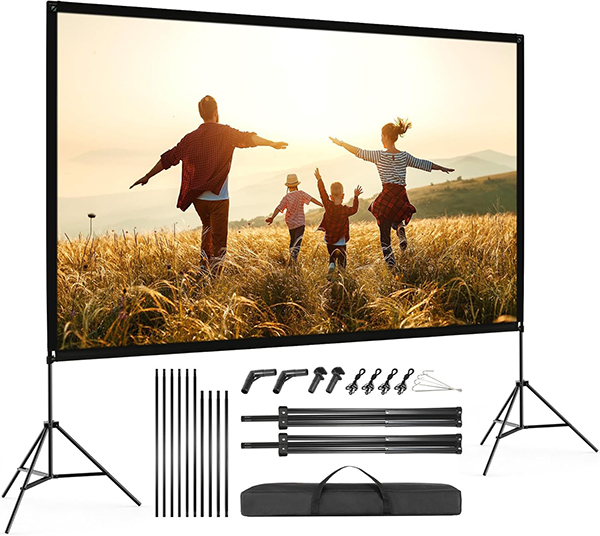 100 Inch Dual Triple Stand Projector Screen 4K HD 16:9 DLP LCD Outdoor Home Travel Foldable Projector Screen with Portable Bag